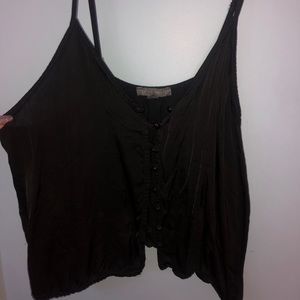 Satin button up tank top